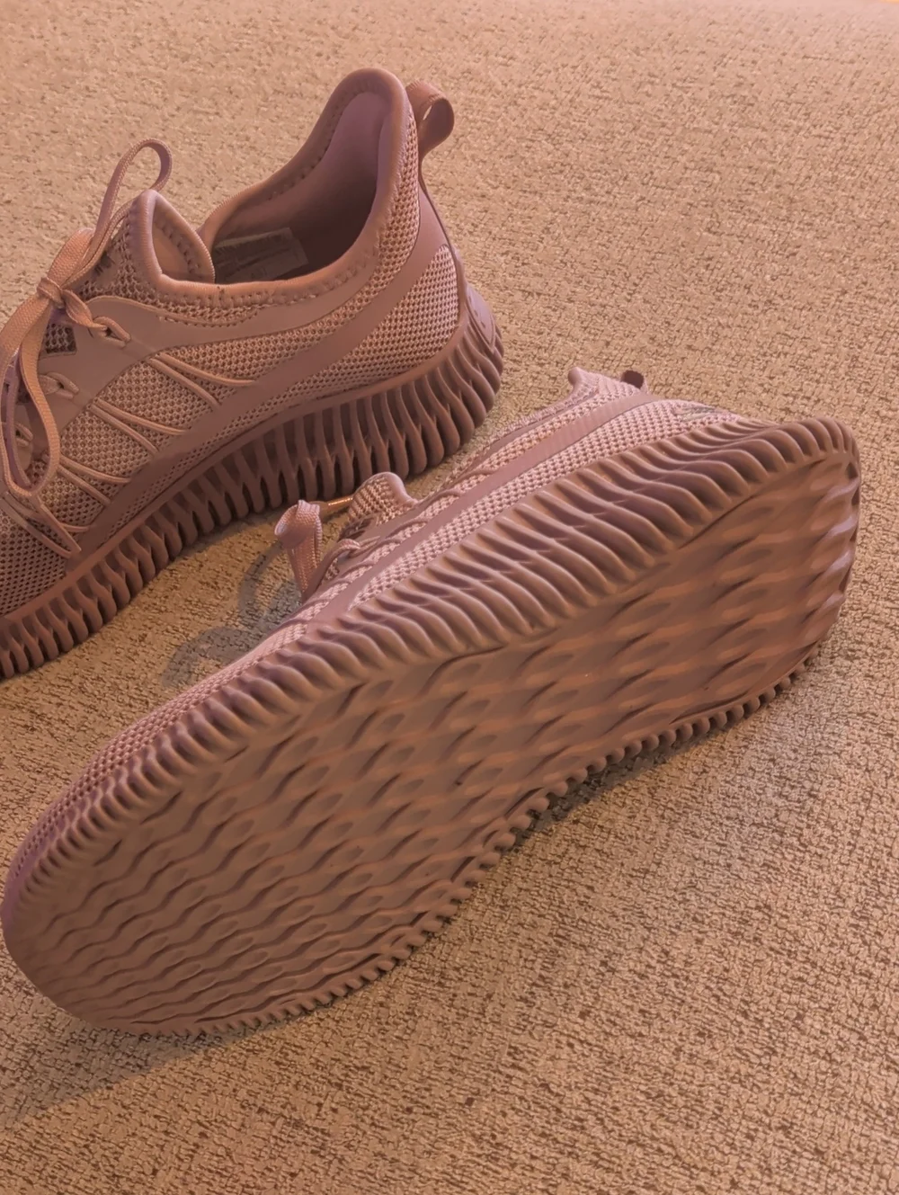 Skechers Bob's Women's Blush Pink Knit Lace-Up Sneakers